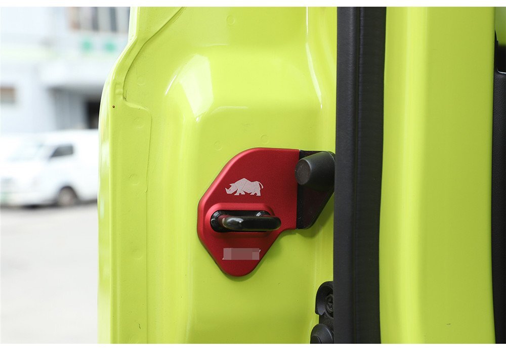 3¡Á Alloy Red Car Door Lock Protector Buckle Cover Fit for Suzuki for Jimny 2019-2021