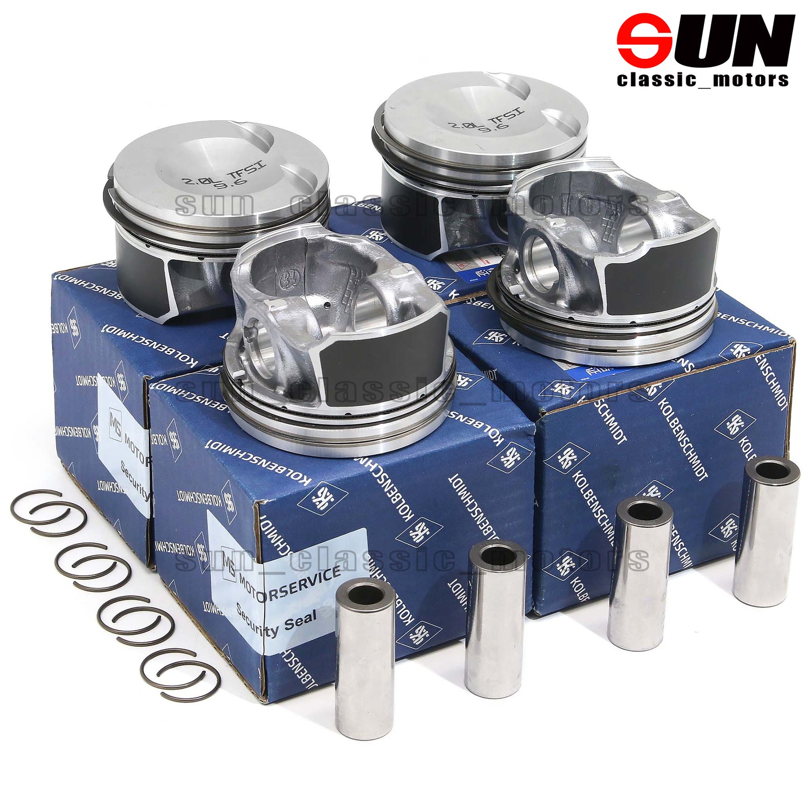 4 engine pistons and rings, 82.51 mm x 21 mm, for GTI for Passat and for Audi A3 2.0 TFSI EA888-