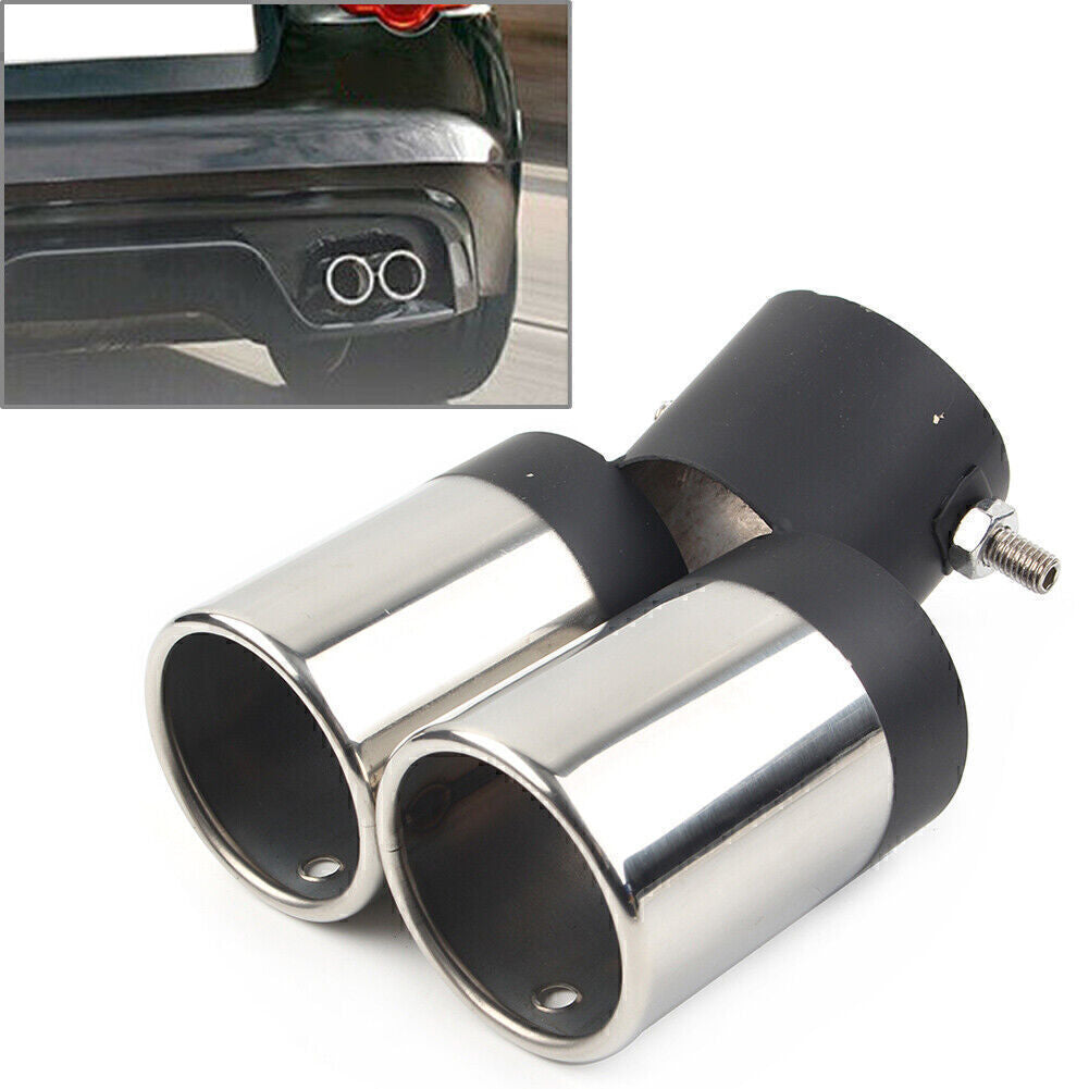 Universal Dual Car Stainless Steel Rear Exhaust Pipe Tail Muffler Tip Accessorie Q