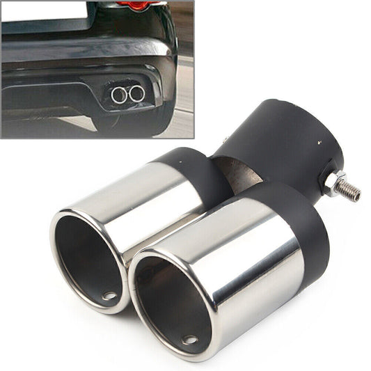 Universal Dual Car Stainless Steel Rear Exhaust Pipe Tail Muffler Tip Accessorie Q