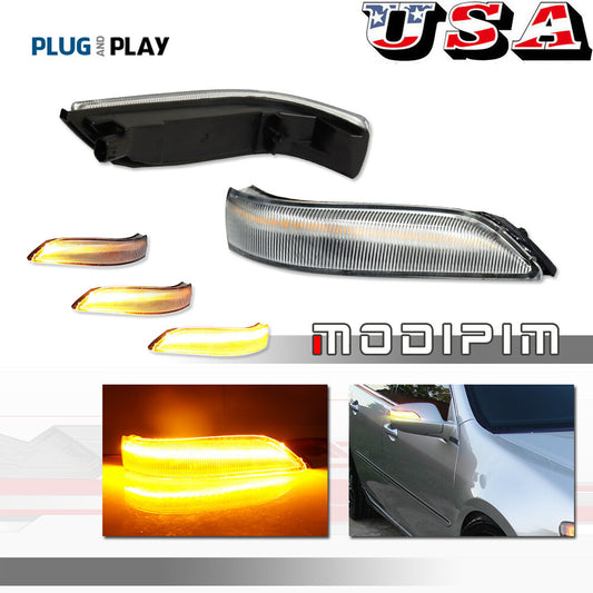 JDM style transparent dynamic mirror lights 2X for 08-13 for Honda Accord and 06-09 for Acura RL- v