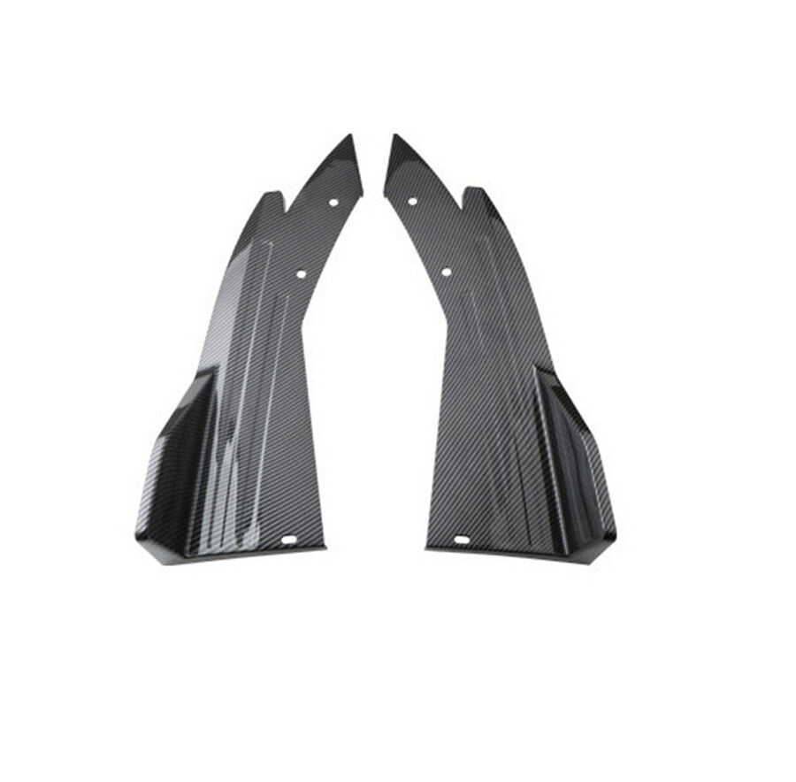 2PCS Car Black Carbon Fiber Look Rear Bumper Lip Side Splitter Diffuser Spoiler Q
