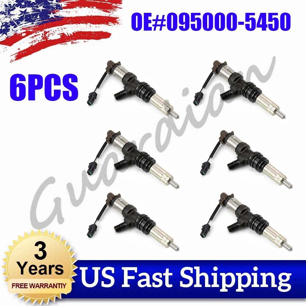 6-pack 095000-5450 rail fuel injectors for Mitsubishi 6M60 Fuso (standard ME302143)