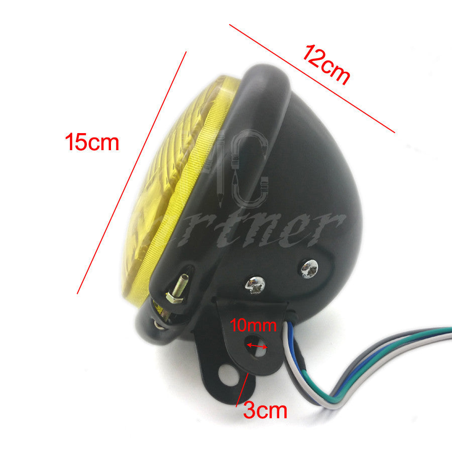 Black Metal Bullet Retro Headlight Amber Len for Harley Cafe Racer Bobber Custom Q