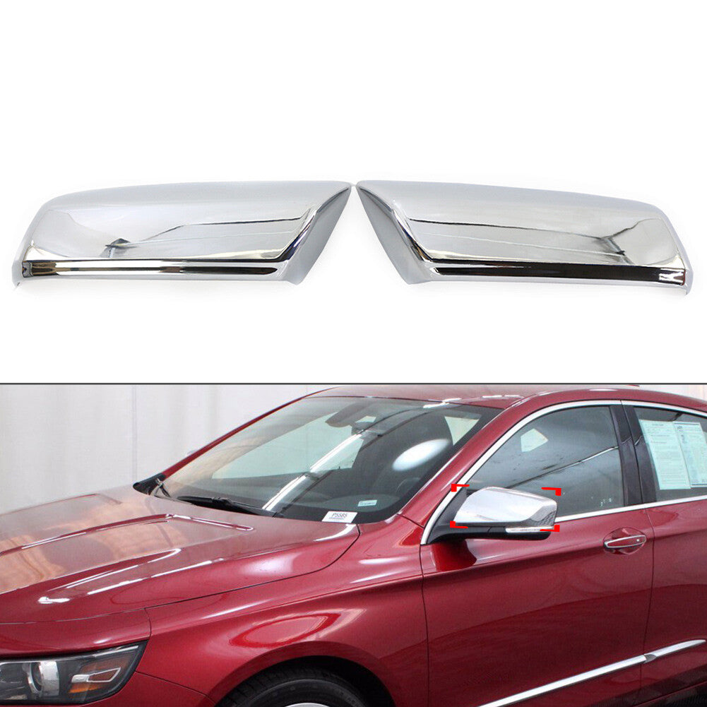 Rearview Mirror Covers Overlays Trims Chrome Fit for Chevy Impala 2014-2020 2pcs