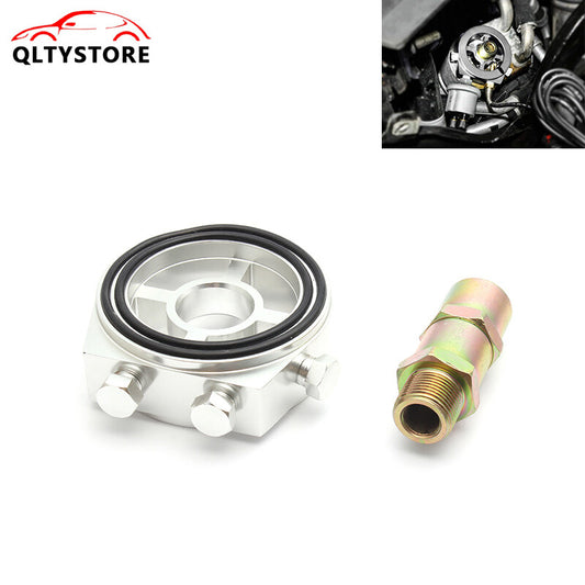 M20x1.5 3/4-16UNF Oil Cooler Filter Sandwich Plate Male Adapter 1/8 NPT Silver Q