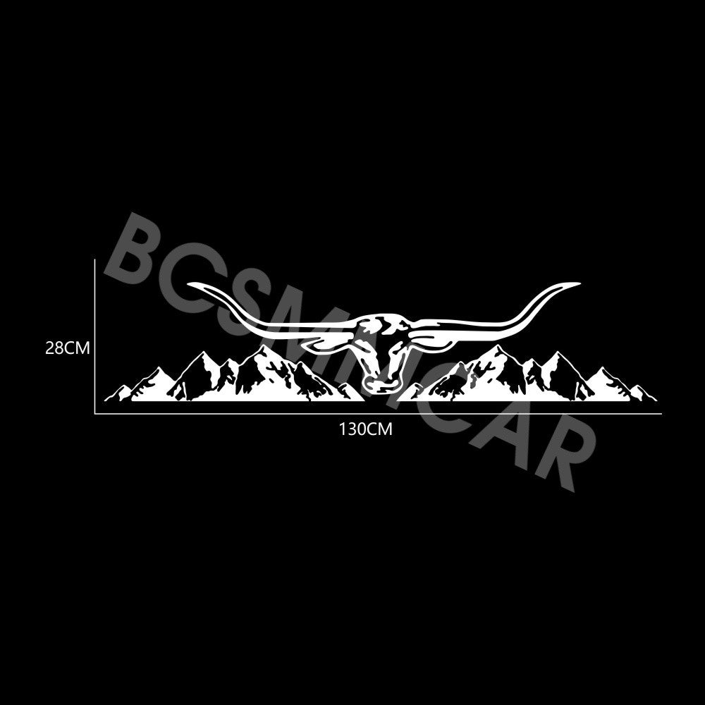 Car Rear Trunk Window Vinyl Decal Bull Head Mountain Graphics Sticker Trim