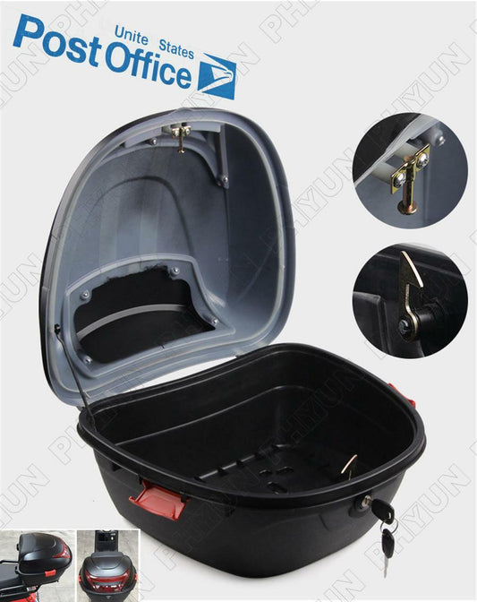 Matte Black Motorcycle Scooter Rear Box Tail Luggage Storage Case with Lock Kit Q