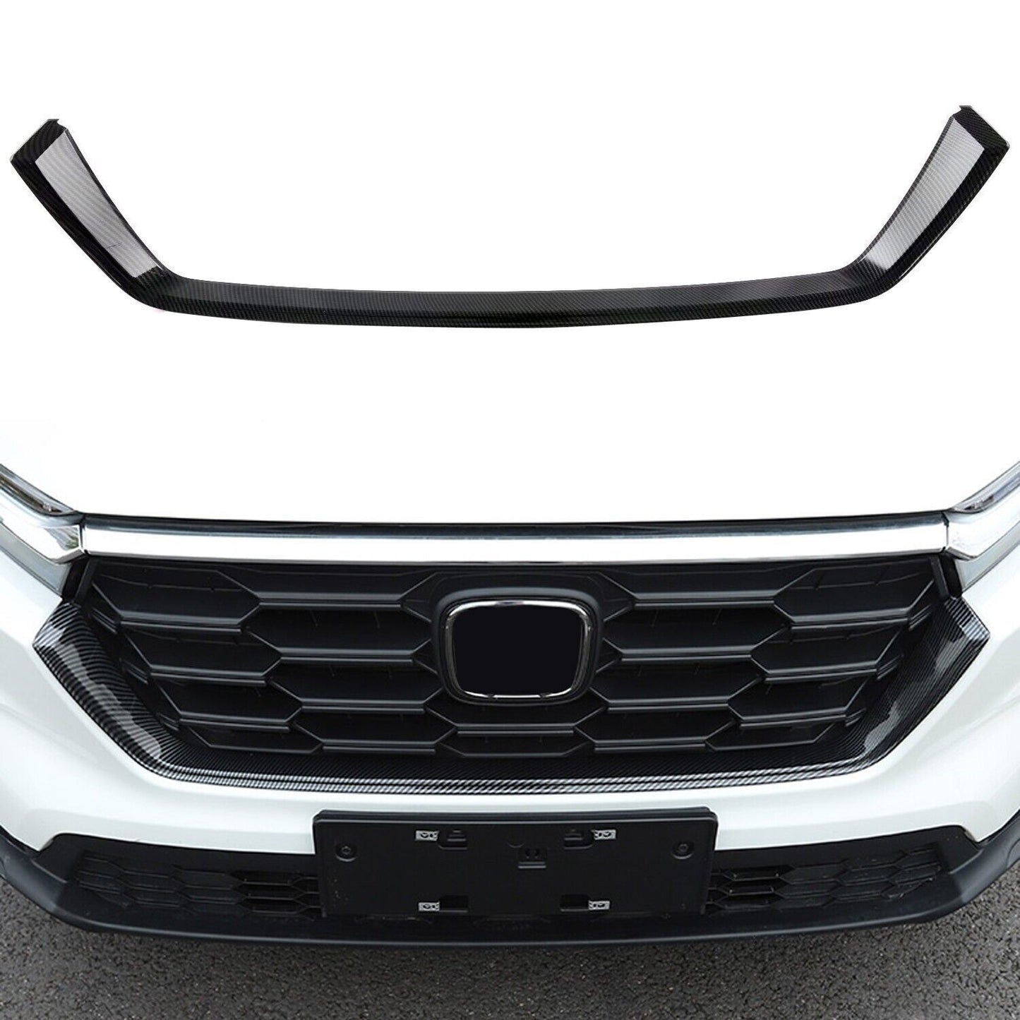 for Honda CR-V 2023-2024 Carbon ABS Front Bumper Grille Lower U Shape Trim Strip n