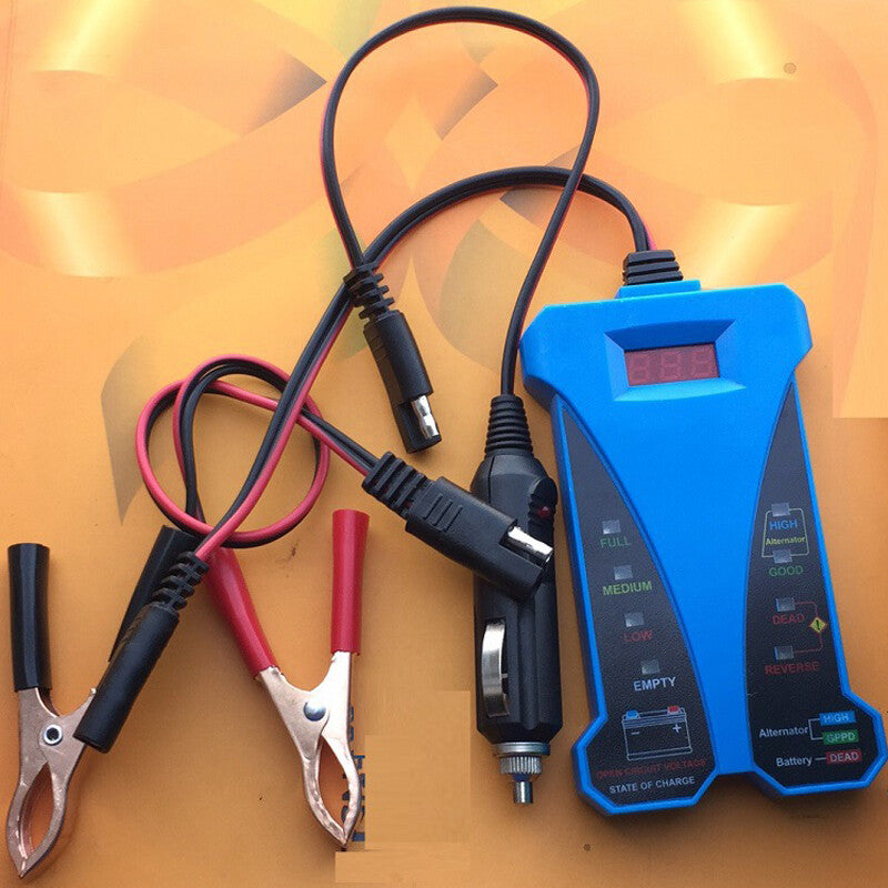 Automotive and motorcycle battery life tester, load analyzer, LED digital display screen - n