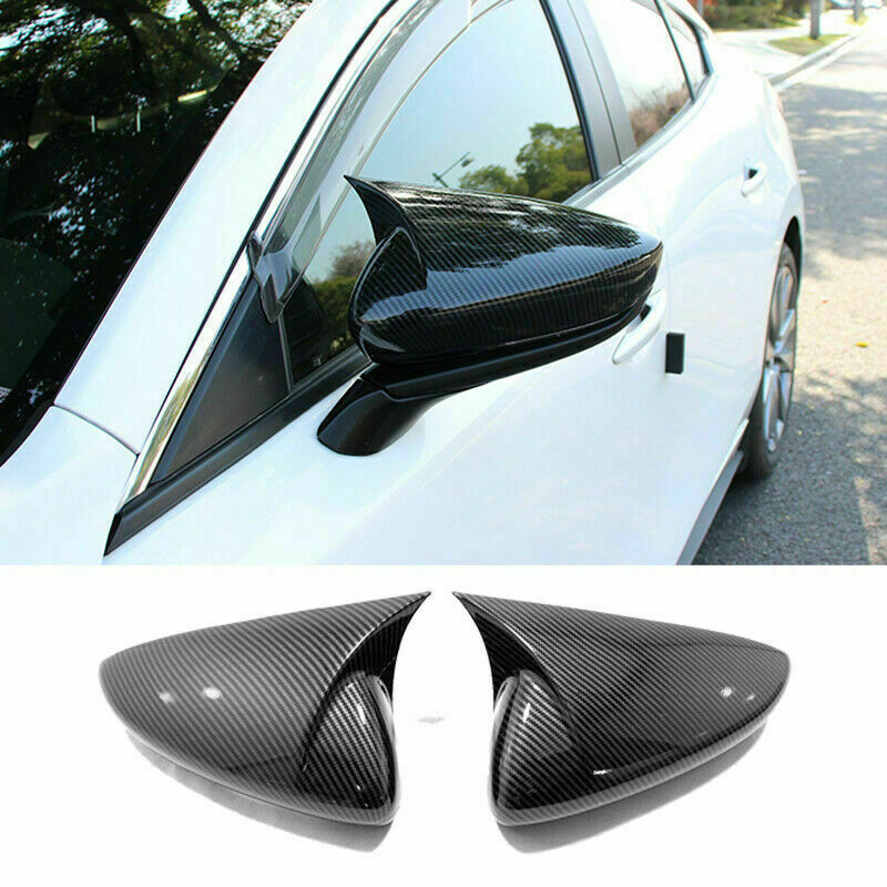 for Mazda 3 Axela 2019-2022 Carbon Fiber OX Horn Rearview Side Mirror Cover Trim