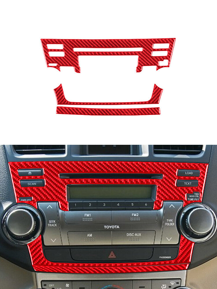 Red for Toyota Highlander 2008-2013 Radio Frame Trim Cover Carbon Fiber Type B
