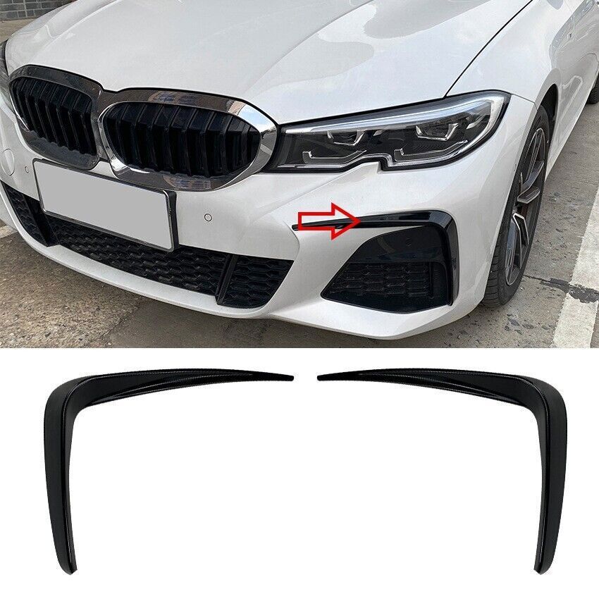 For 2020-2022 3 Sedan M Sport Glossy Black Front Bumper Wind Knife n