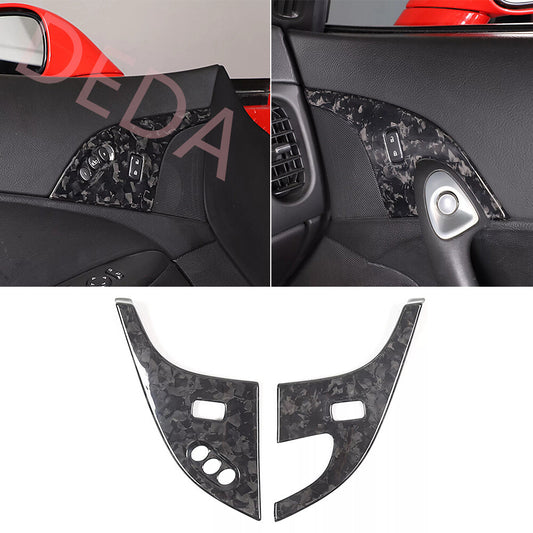 Forged Carbon Fiber Child Door Lock Panel Trim for Chevrolet for Corvette C6 2005-13