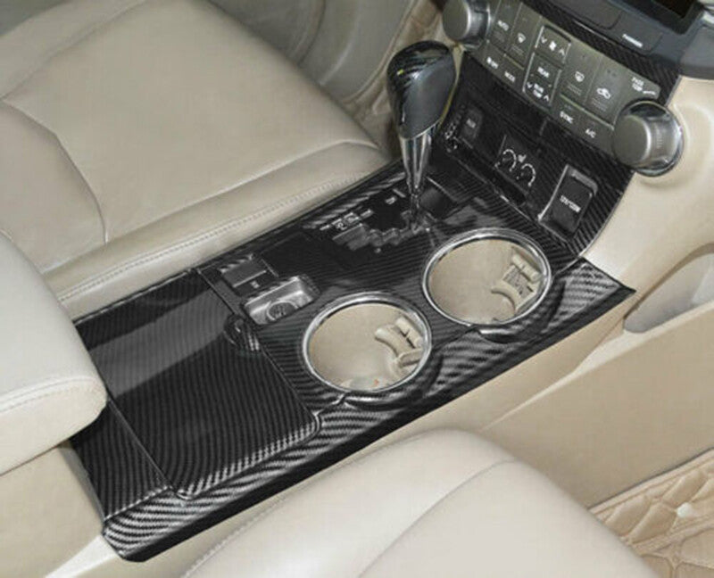 for Toyota Highlander 2008-13 Carbon Fiber Central Console Gear Shift Panel Trim