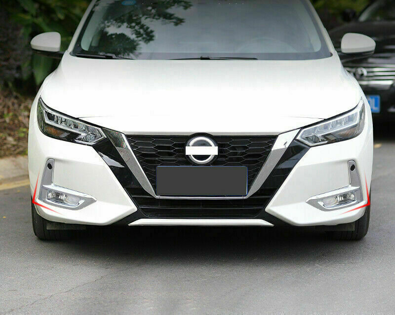 Chrome Front Bumper Fog Light Lamp Cover Trim for Nissan Sylphy Sentra 2020-2022