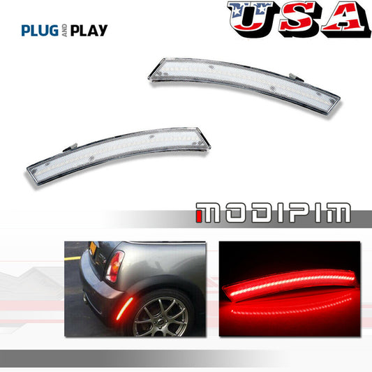 Pack Clear Lens Rear Side Marker Red LED Lights for Mini Cooper R50 R52 R53 02-08- v