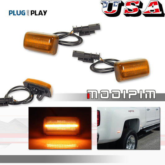 2-Pack Amber Lens LED Side Marker Lighting Kit for 2015+ for GMC 2500HD 3500HD - v