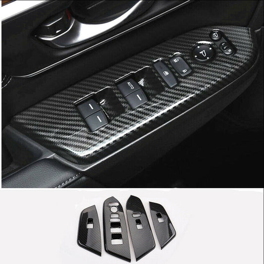 for Honda CRV CR-V 2017-2021 Window Switch Panel Cover Set Carbon Fiber Look v