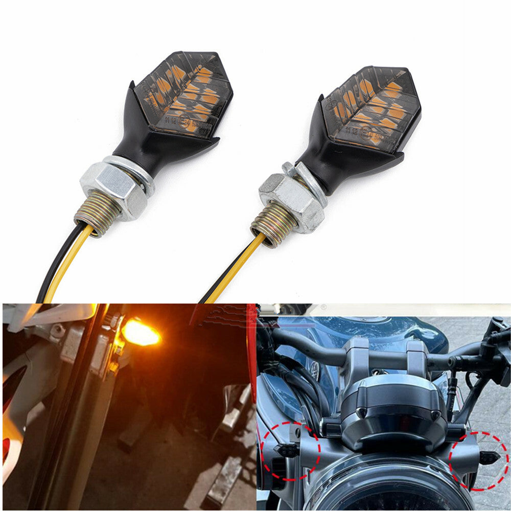 2X for Mini Smoke Lens Turn Signal Light 9LED 12V 8mm Amber Blinker Indicator Lamp Q