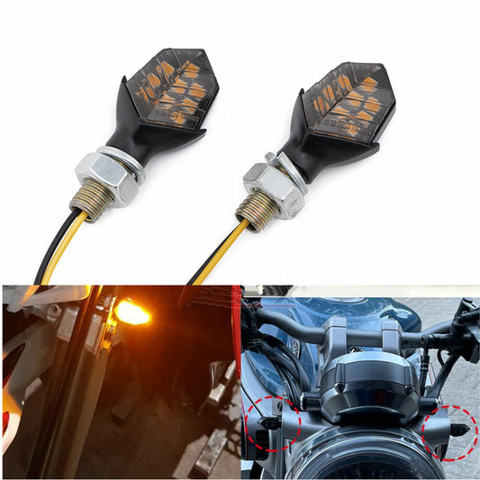 2X for Mini Smoke Lens Turn Signal Light 9LED 12V 8mm Amber Blinker Indicator Lamp Q