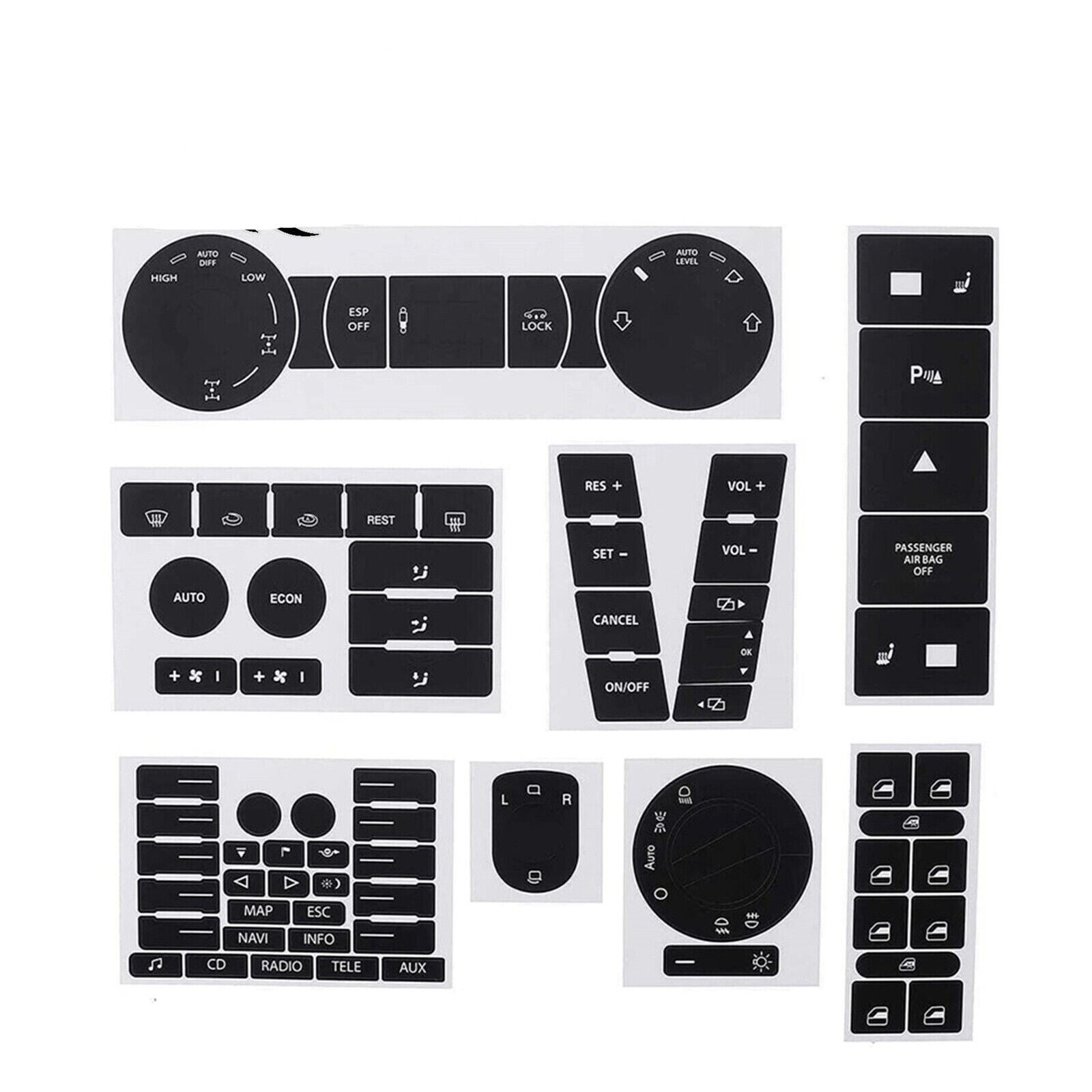 for VW TOUAREG 2004-2009 BUTTON DECALS STICKERS RADIO W NAVIGATION REPAIR SET