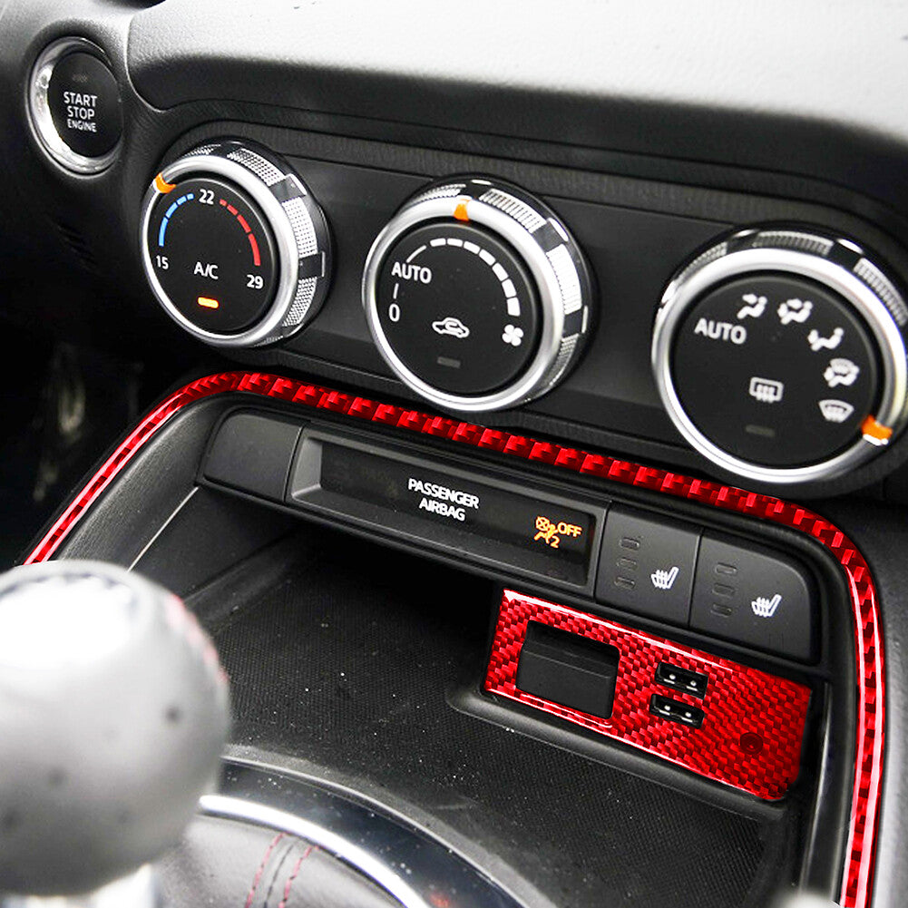 Red Carbon Fiber Center Control Panel Trim Cover Type A For F150 2004-2008 v