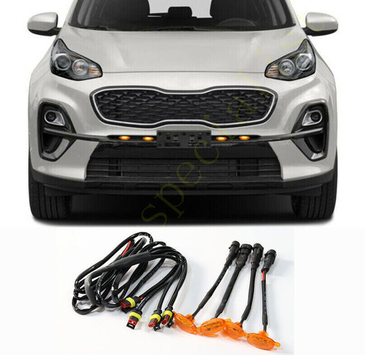 for Kia Sportage 2017-2022 Front Grille yellow LED Light Style DRL Lamp