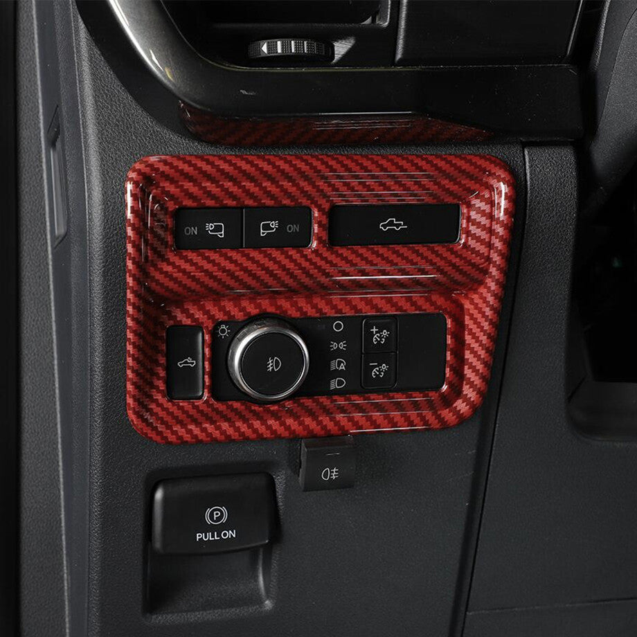 For 21-23 F150 Red Carbon Headlight Switch Button Adjust Covers Trim v