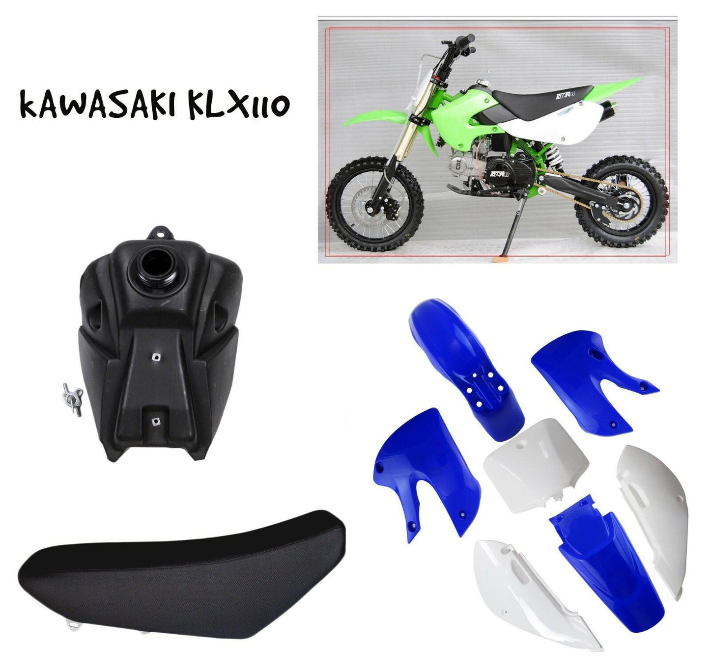 Plastic fairing kit fuel tank for seat for KLX110, KX65, DRZ110 Pit bikes, RM65 Big Whe