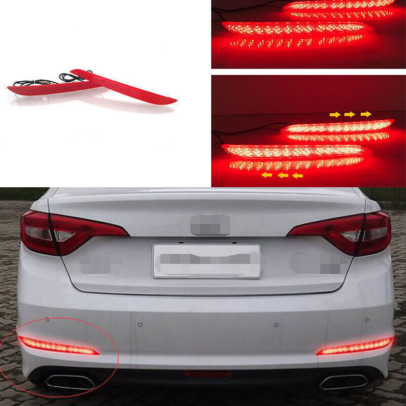 for Hyundai Sonata 2016-2017 LED Rear Bumper Light Rear Fog Lamp Brake Signal Q