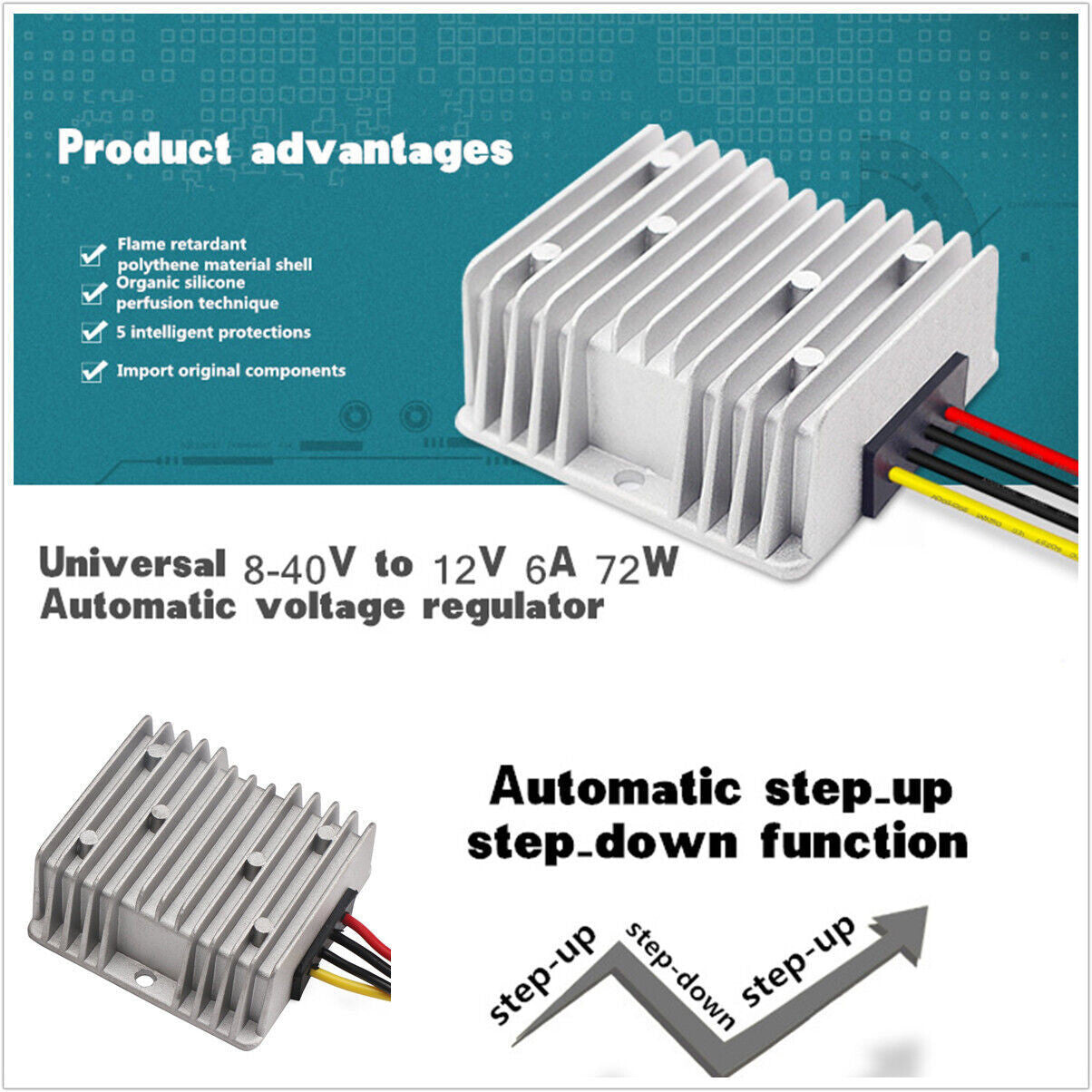 DC-DC Buck Boost Regulator Power Supply Voltage Module Step Up /Down Waterproof