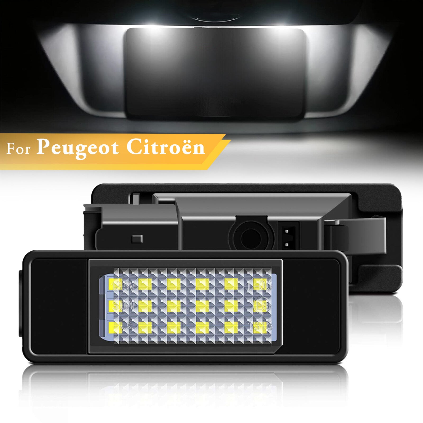 2pcs LED for Citroen C2 | C3 | C4 | C5 | C6 | C8 Number Plate Lights Fits Q