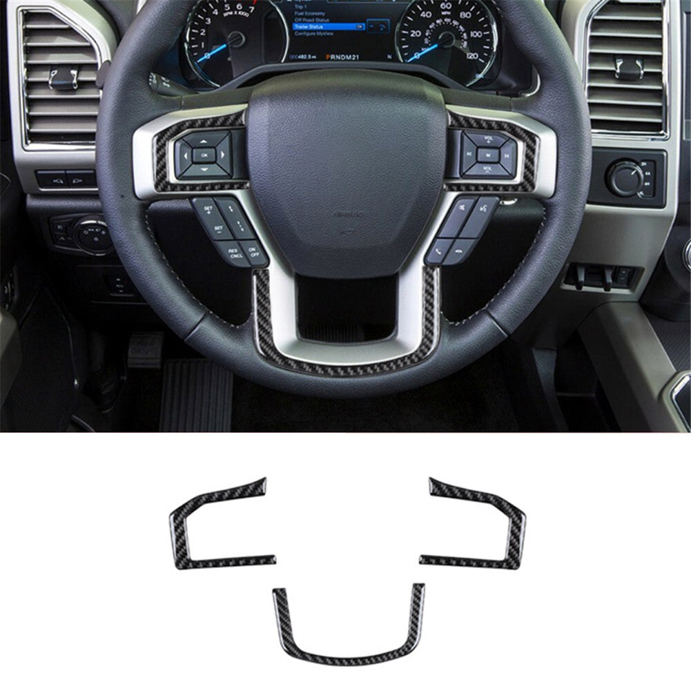 Carbon Fiber Interior Steering Wheel Panel Trim Cover  for ford  F-150 2015-2017