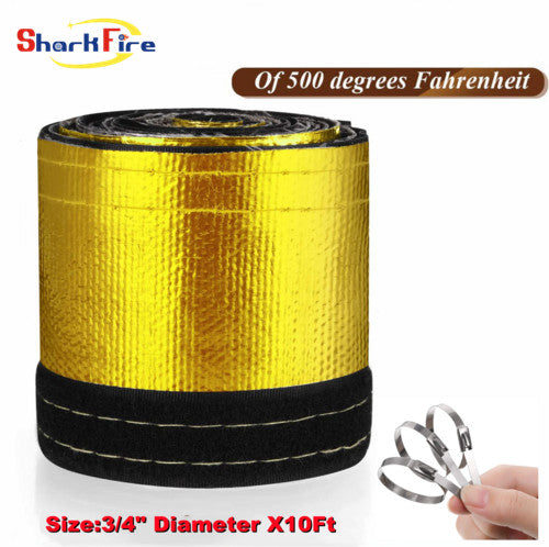 3/4-inch ID 10-foot thermal shroud, gold-plated exhaust heat shield, aluminized heat jacket tube