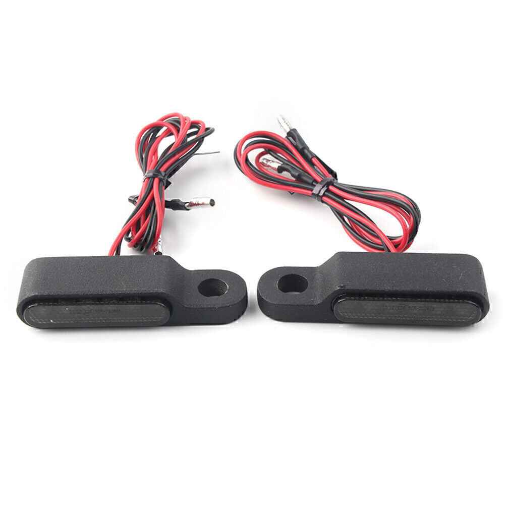 LED Turn Signal Light Brake Clutch Lever Flashers Black 2PC Universal Motorcycle Q