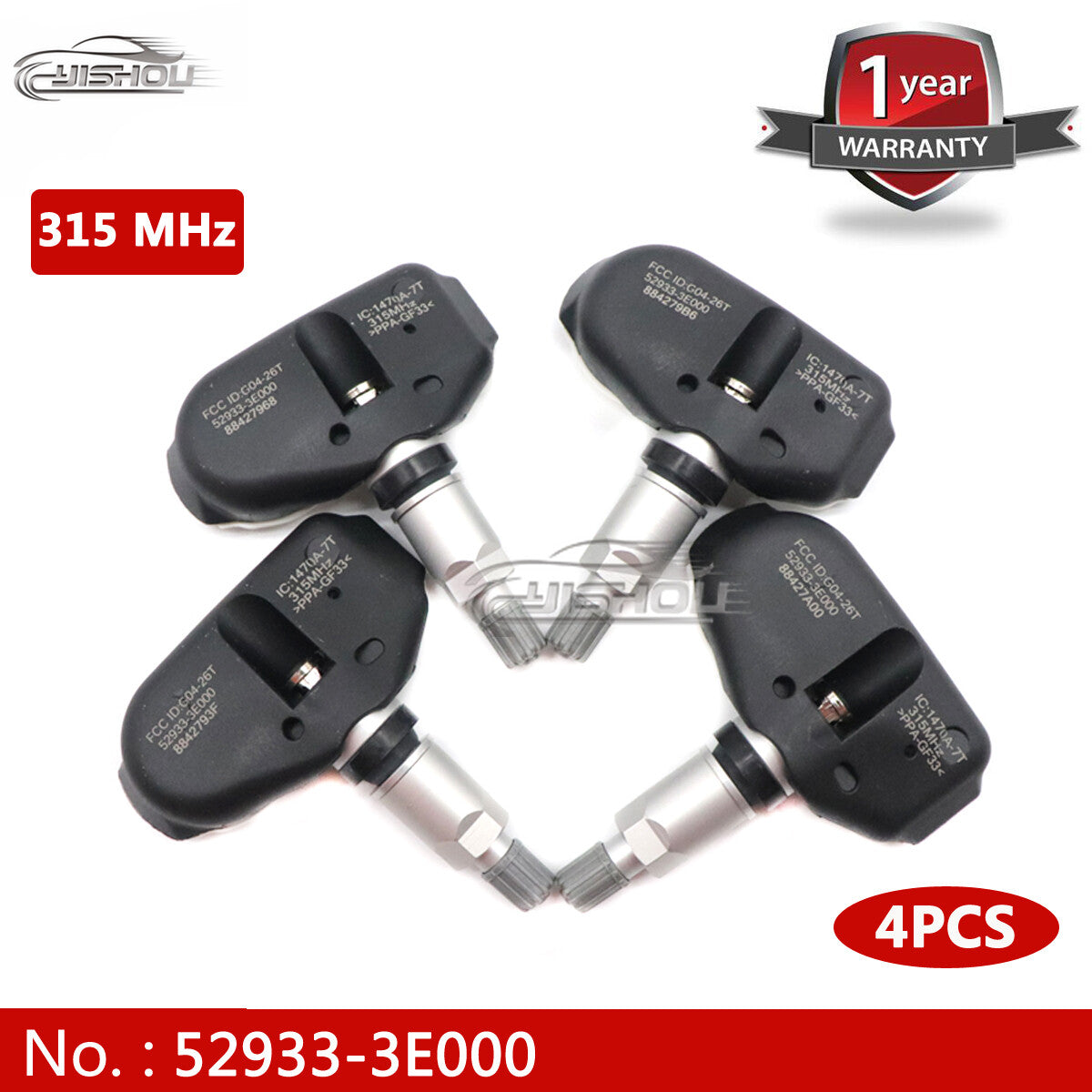 52933-3E000 4-piece Tire Pressure Sensor (TPMS) Kit for Hyundai Sonata for Tucson Tiburon
