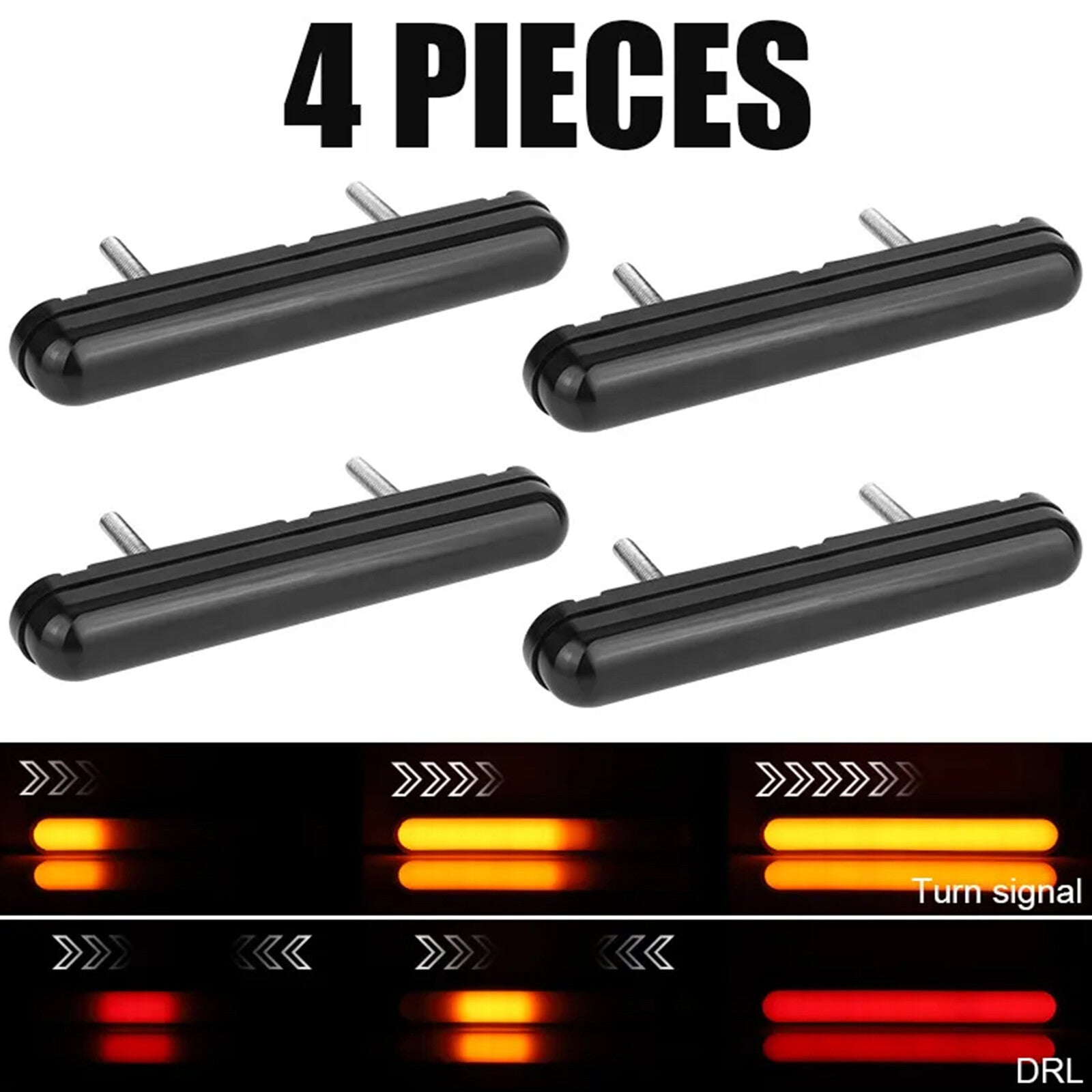 Oval red and amber flowing 5-inch LED turn signals, taillight strip, brake DRL Truc