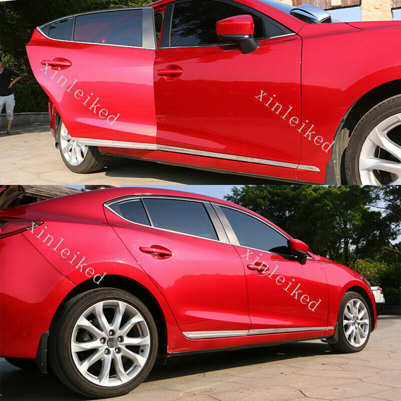 for Mazda 3 Axela sedan 2017-18 Chrome Steel Side Body Molding Strip Trim Cover