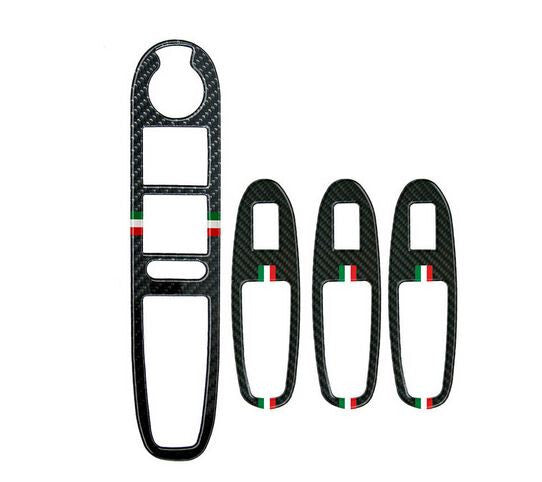 Black Carbon Fiber Pattern Silver Zirconia Car Keychain Keyring for Alfa Romeo - v