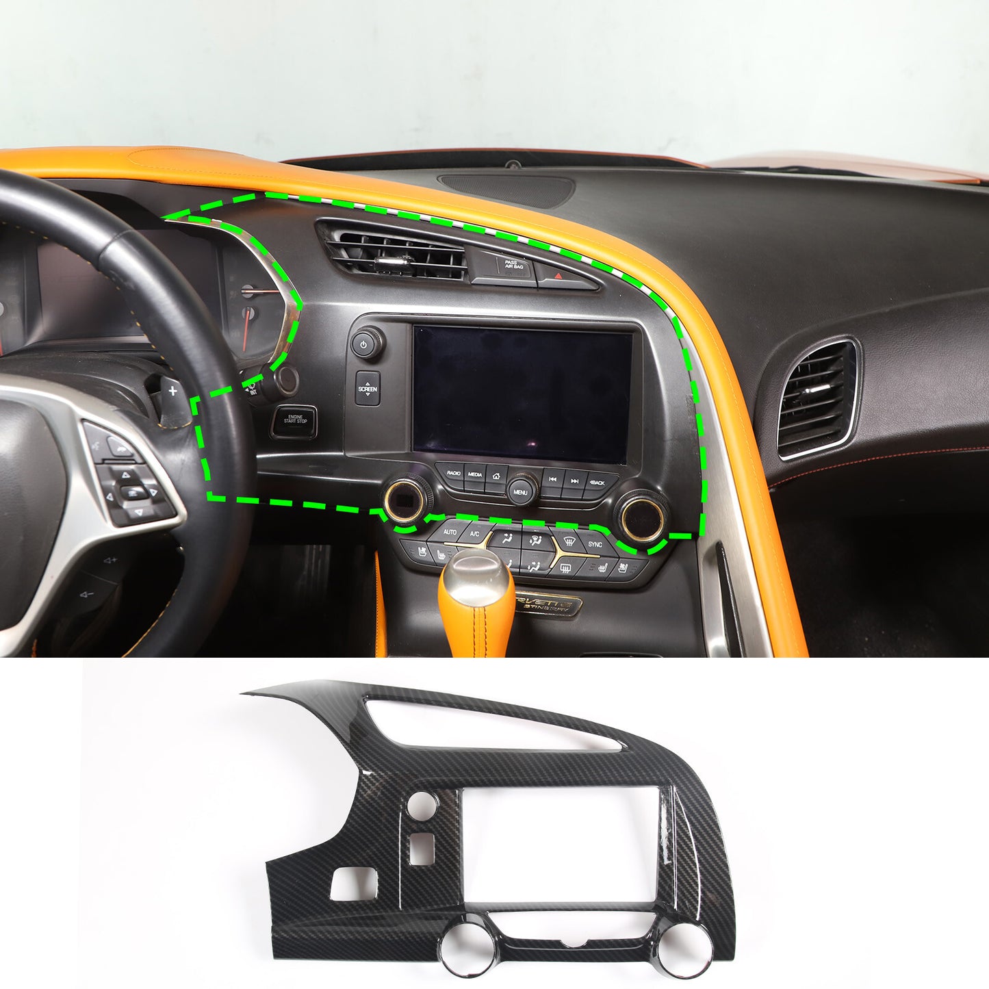 2-Pack Carbon Fiber ABS Center Exhaust Bracket for Corvette C7 2014-2019 n