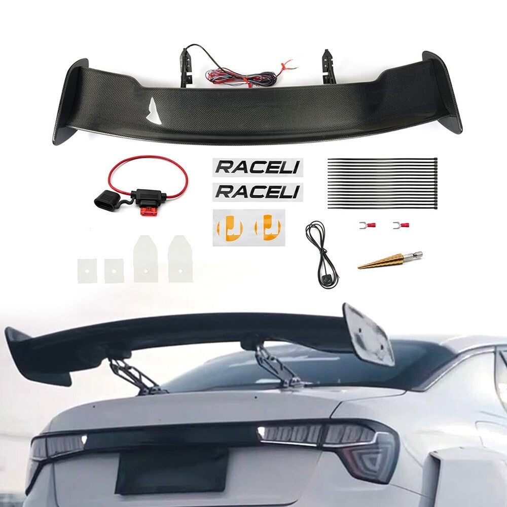 100 Real Carbon Fiber 56â€?Rear Trunk Spoiler Electric Racing Tail Wing GT Style Q