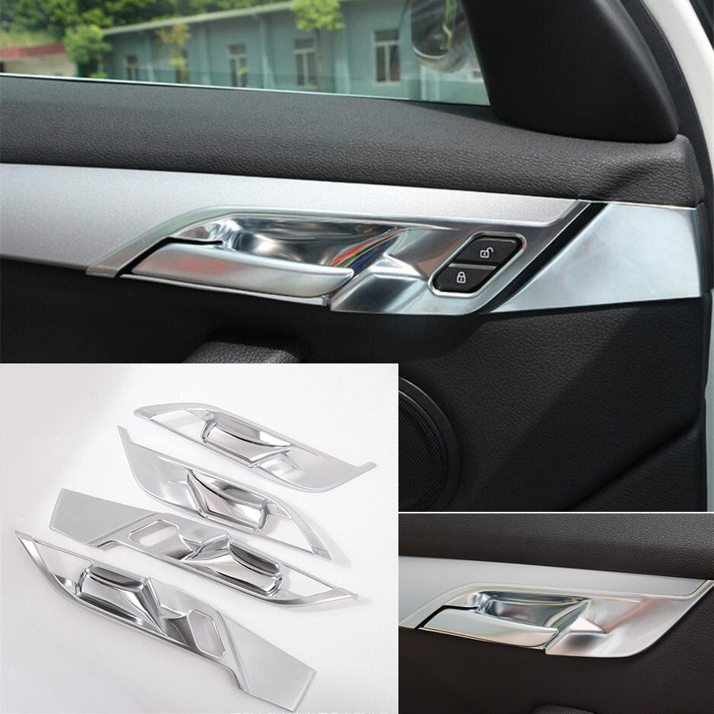 Silver ABS Interior Door Handle Bowl Panel Cover for BMW X1 X2 F48 F47 2016-2021