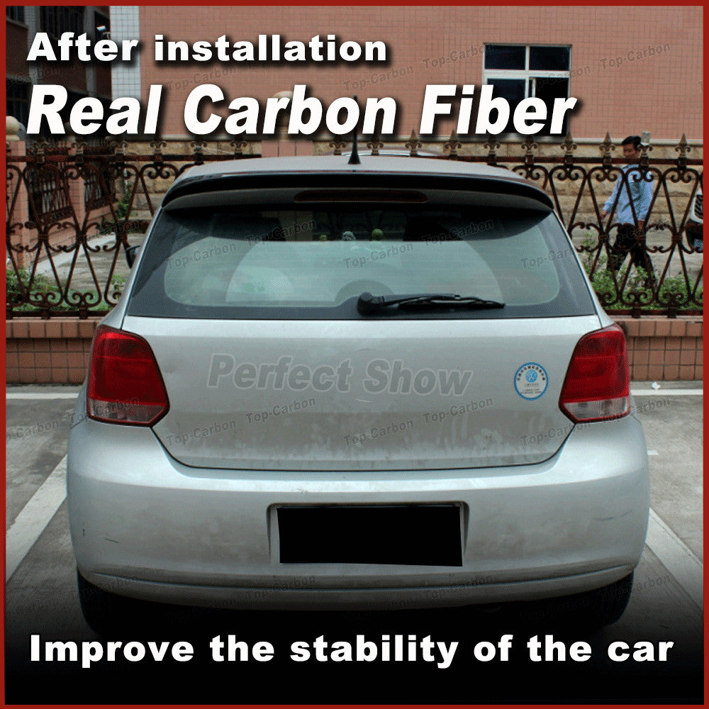 REAL Carbon Rear Roof Boot Window Spoiler Wing for Volkswagen Polo 6R 6C 2013-17