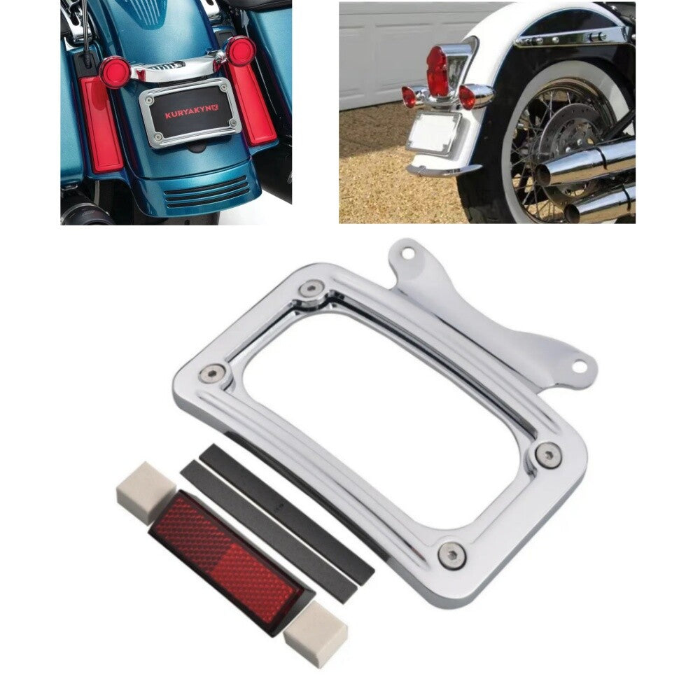 Chrome Curved License Plate Mount Frame for Harley Touring Street Road Glide CVO