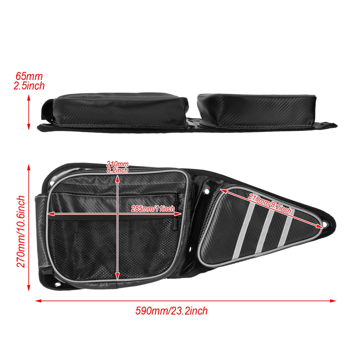 UTV Front Side Storage Door Bags w/ Knee Pad for Polaris RZR XP 1000 900 Turbo S Q