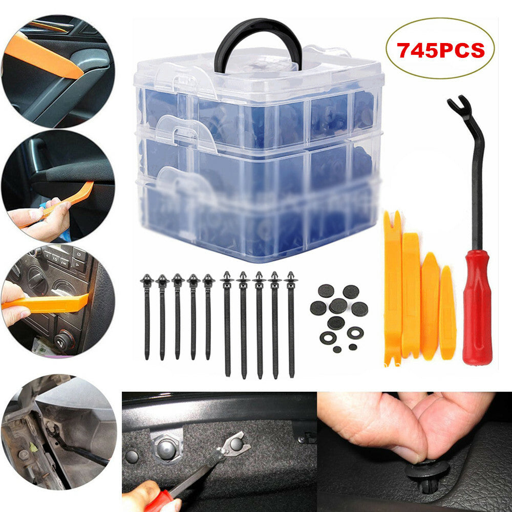 745-piece set of car body plastic promotional rivet fixing buckles decorative bumper clips + box - n