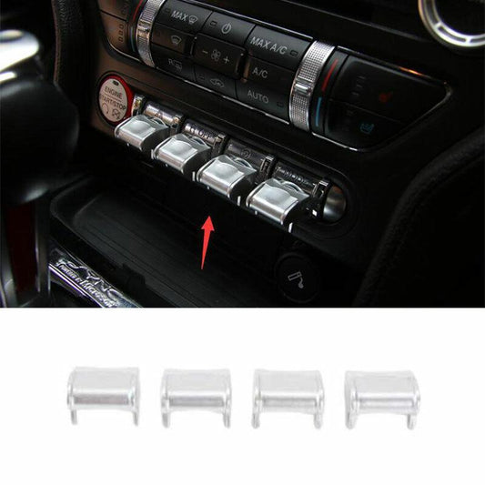 Fit for Ford for Mustang 2015-2022 Silver Central Console Aircraft Button Decoration