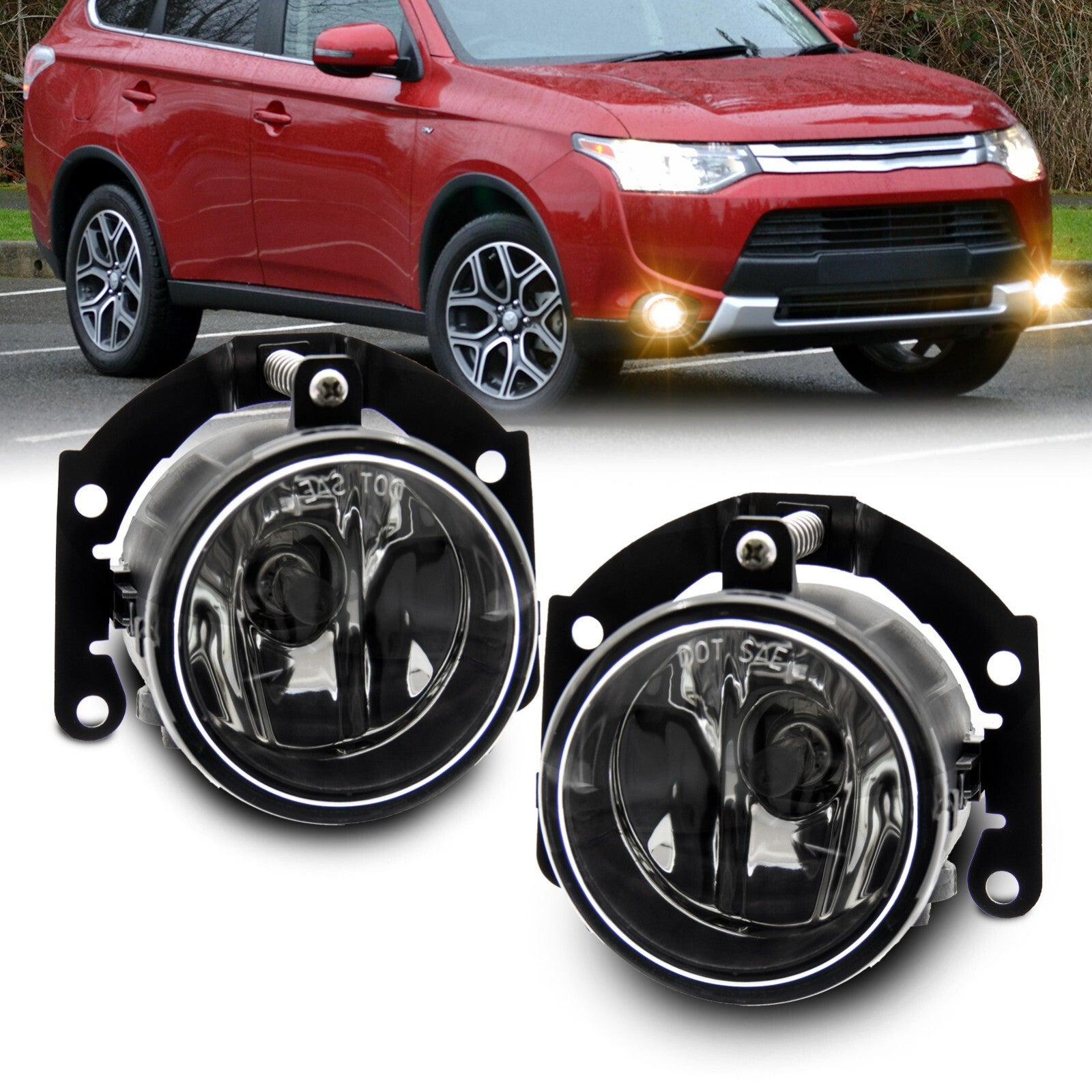 Pair of Front Fog Lights fit for 2010 - 2015 Outlander Sport Left + Right- v