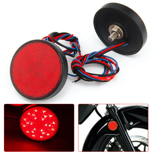2x Red 24 LED Round Reflectors Tail Brake Stop Turn Signal Light Lamp Motorcycle